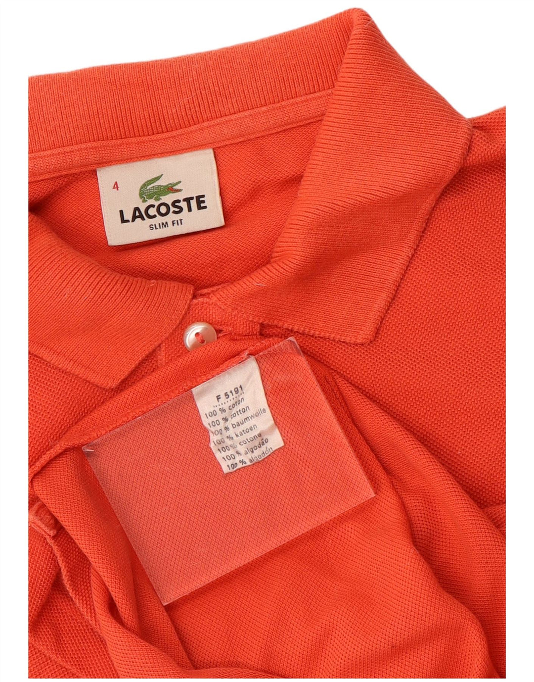 Męska koszulka polo LACOSTE Slim Fit, rozmiar 4, średnia, pomarańczowa, bawełniana