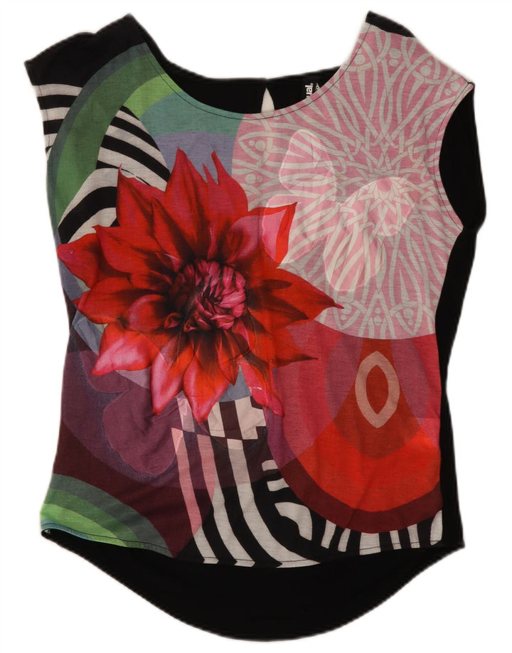 Damska bluzka z grafiką Desigual Top UK 14 Medium, wielokolorowe kwiaty