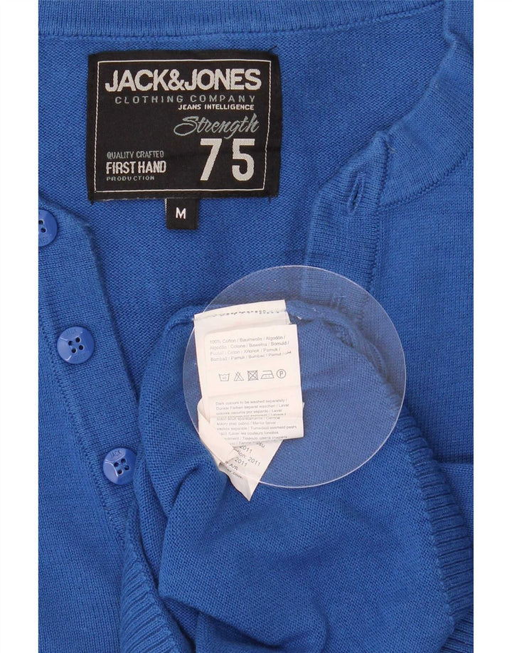 Męski sweter Jack & Jones z dekoltem w kształcie litery V, średnioniebieski, bawełniany