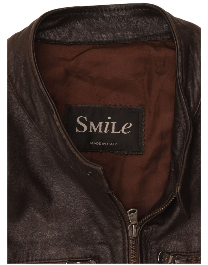 Vintage męska kurtka skórzana UK 38 średni brąz