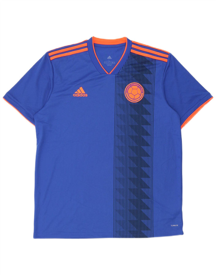 Adidas Męska koszulka z grafiką Climalite Top, duża, niebieska, geometryczna, poliester