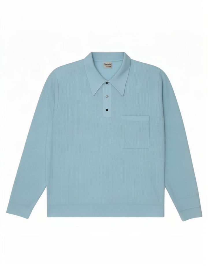 Męski sweter polo Trevira, średnioniebieski