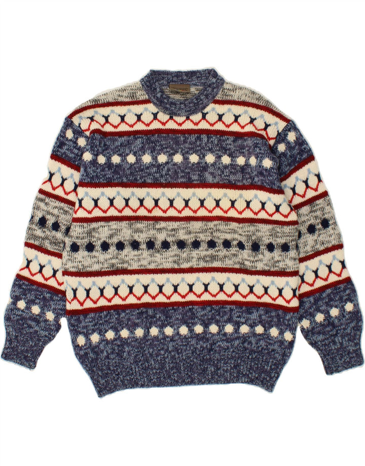 Męski sweter z okrągłym dekoltem SEVRES IT 50 Średni niebieski Fair Isle Wool