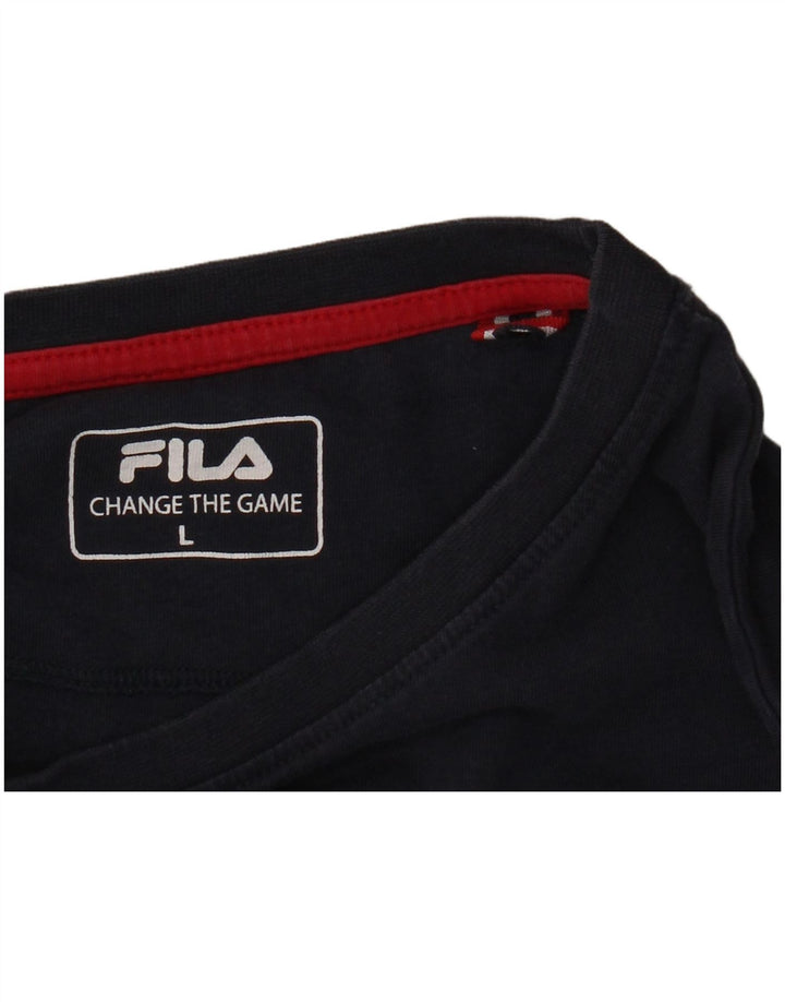 Męski T-shirt z grafiką Fila, duży, granatowy