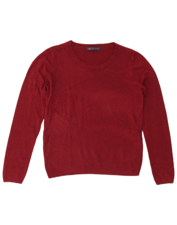 Marks & Spencer Damski sweter z dekoltem w łódkę, UK 8, mały, bordowy akryl