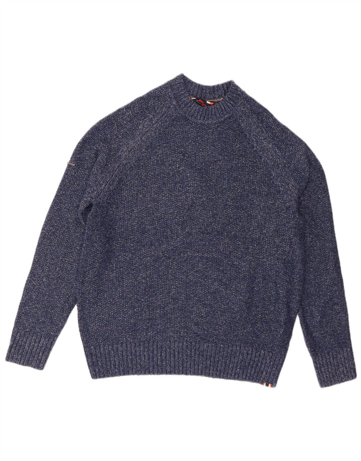 Męski sweter z okrągłym dekoltem Superdry, średni niebieski, poliestrowy w cętki