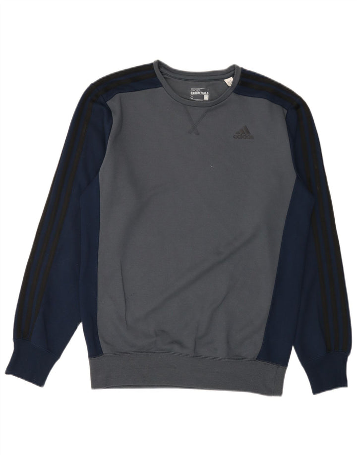 Adidas Męska bluza Climalite Sweter, mały, niebieski, poliester z blokami kolorów