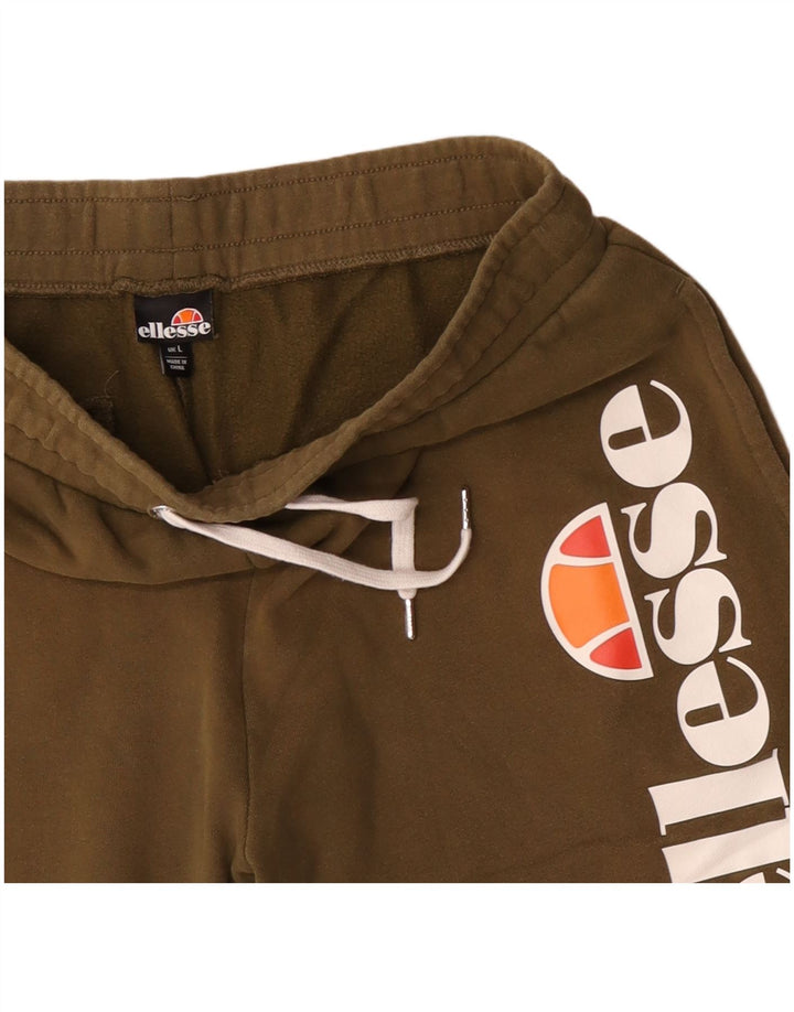 Męskie spodenki sportowe Ellesse z grafiką, duże, bawełniane w kolorze khaki
