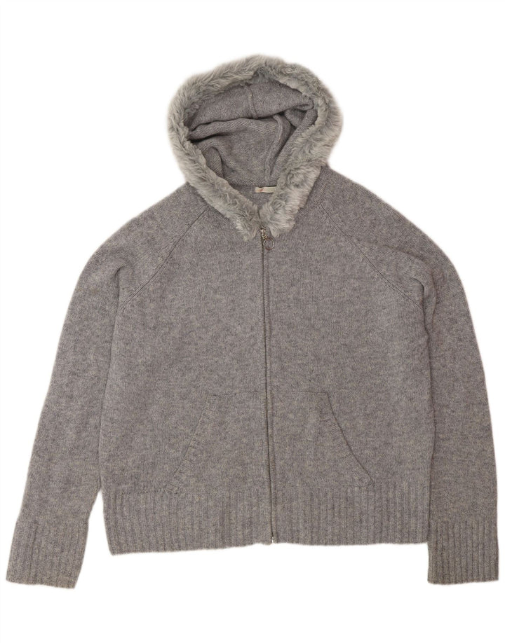 Marks & Spencer Damski sweter z kapturem, rozpinany, UK 16, duży, szary