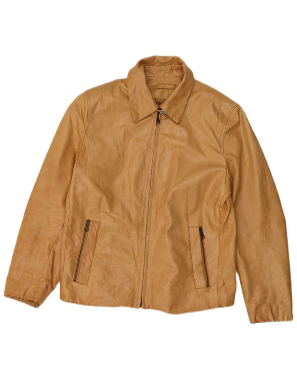 Vintage Womens Leather Jacket IT 46 Large Beige Leather