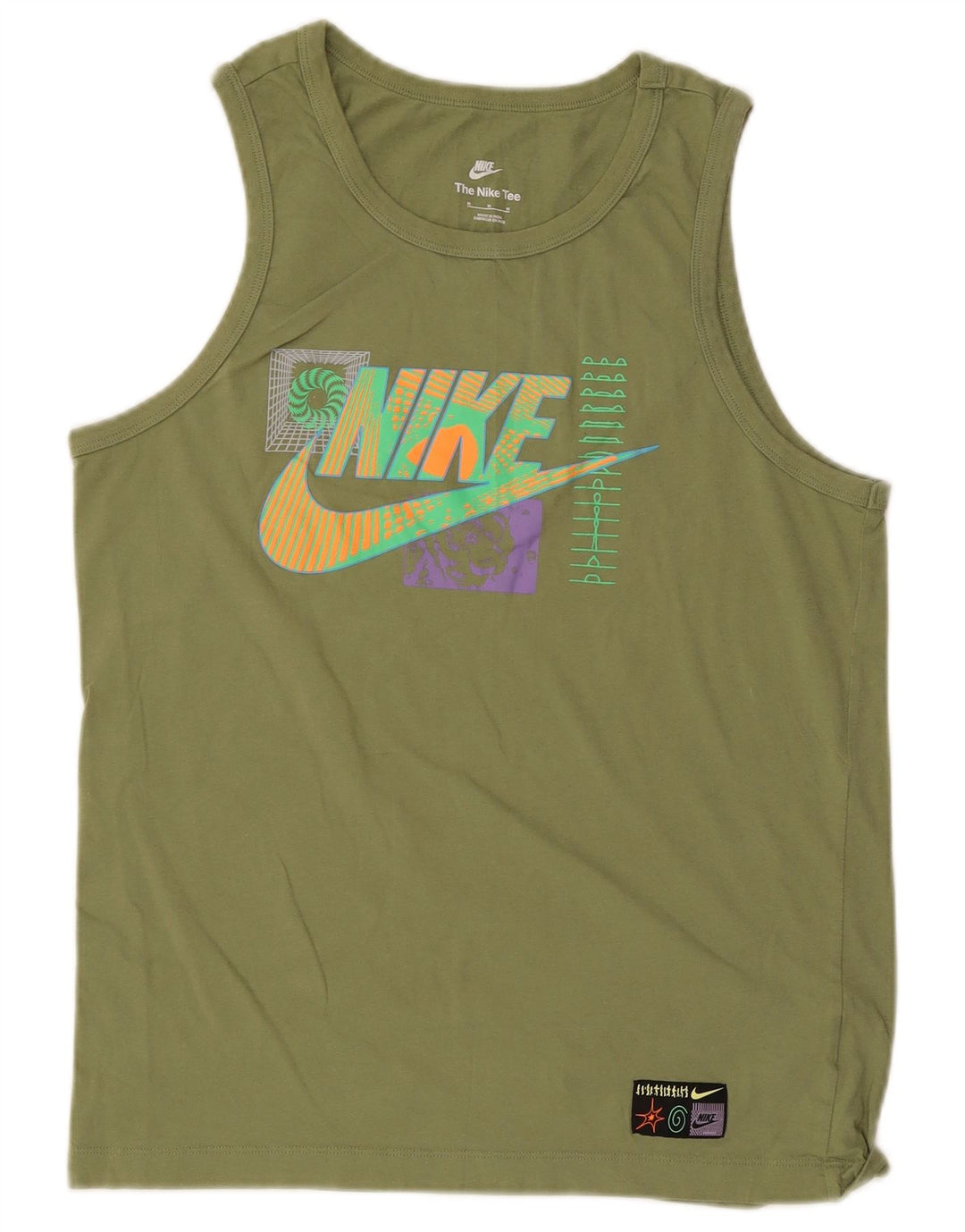 Męski T-shirt z grafiką Nike, bawełniany, średni zielony