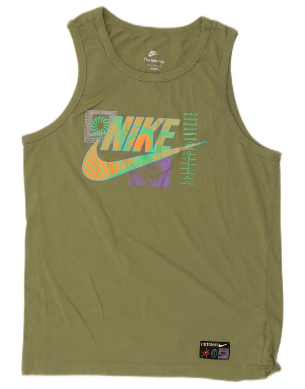 Męski T-shirt z grafiką Nike, bawełniany, średni zielony