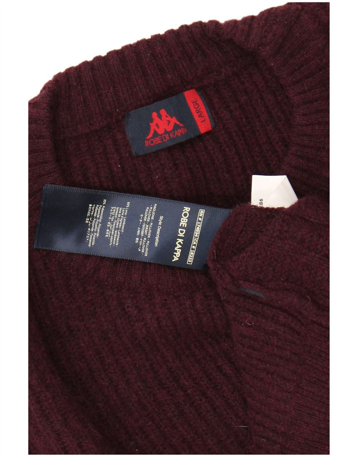 Damski sweter oversize KAPPA z okrągłym dekoltem UK 16, duża bordowa wełna