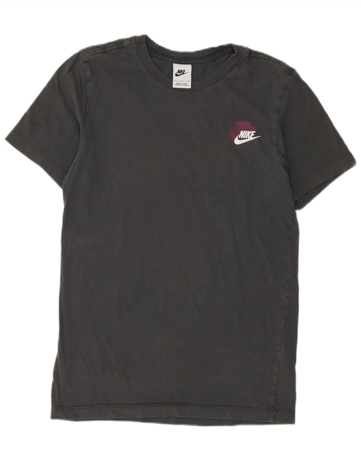 Męski T-shirt z grafiką NIKE, mały, szary, bawełniany
