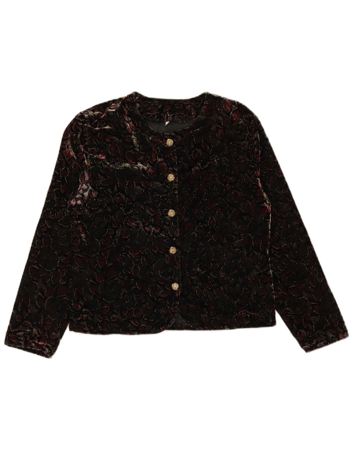 VINTAGE Womens Velvet Blazer Jacket UK 10 Small Multicoloured Floral
