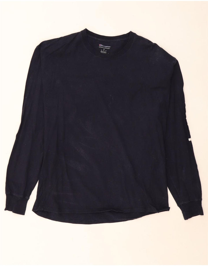 Męski top graficzny CHAMPION z długim rękawem XL, granatowy