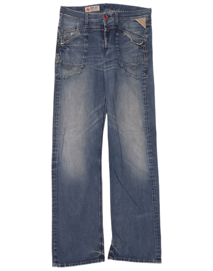 Męskie jeansy Bootcut Replay W33 L36, niebieska bawełna
