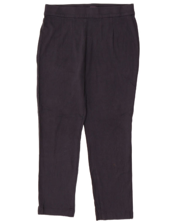 Damskie spodnie typu slim casual Marks & Spencer UK 14, duże, granatowe, wiskozowe