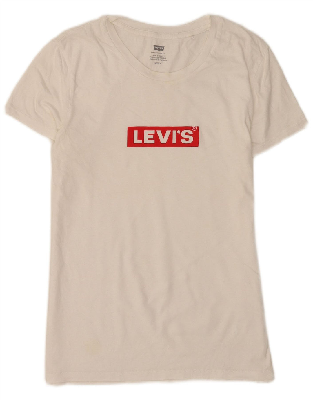 Damska koszulka z grafiką Levi's Top UK 8, mała, biała bawełna