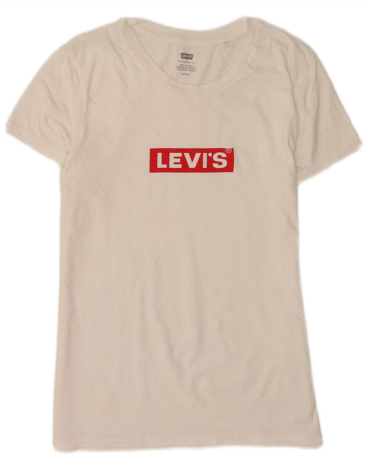 Damska koszulka z grafiką Levi's Top UK 8, mała, biała bawełna