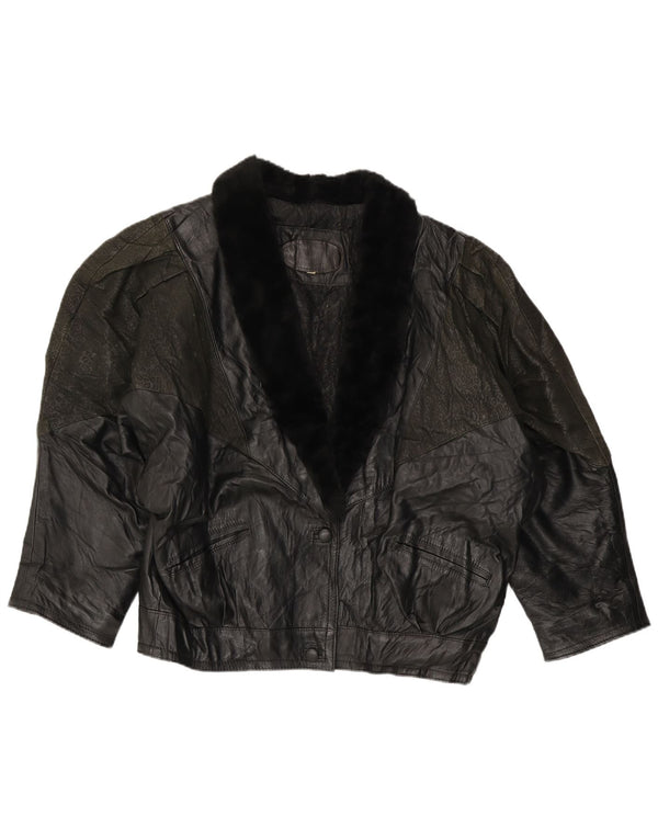 M.G Damska kurtka skórzana oversize UK 18 XL Czarny nadruk zwierzęcy