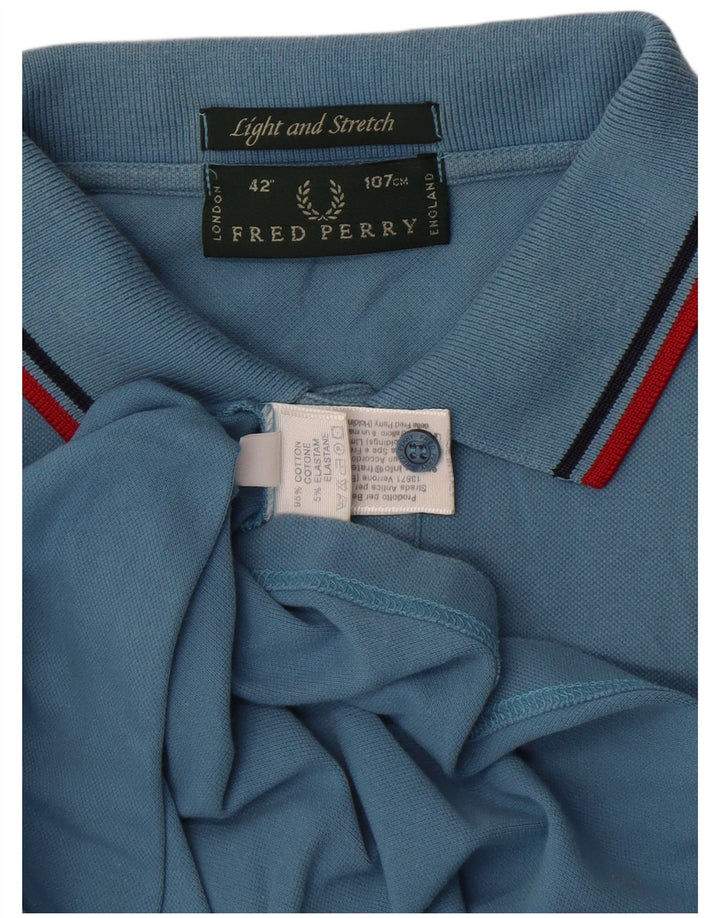 Męska lekka i elastyczna koszulka polo Fred Perry, średnia niebieska, bawełniana