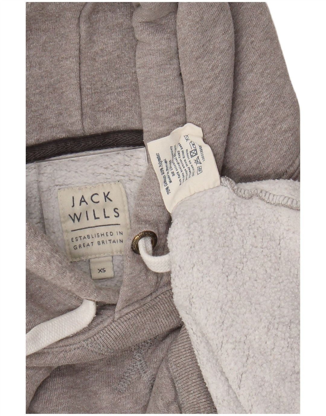 JACK WILLS Damski sweter oversize z kapturem i grafiką UK 6 XS, szary, bawełniany