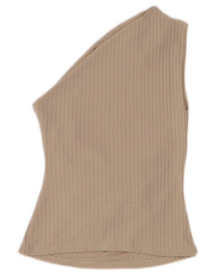 Damski top na jedno ramię Zara UK 8, mały, beżowy poliester