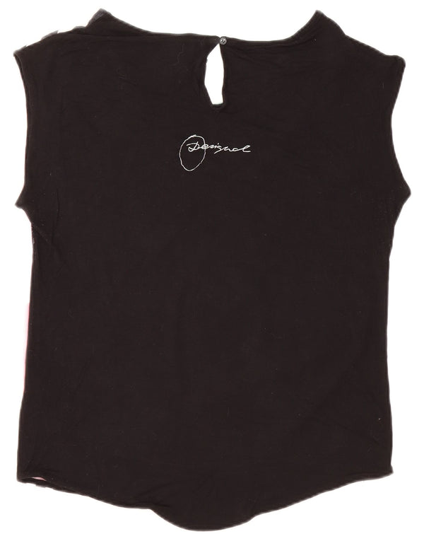 Damska koszulka oversize z grafiką Desigual Top UK 10 Small, czarna wiskoza