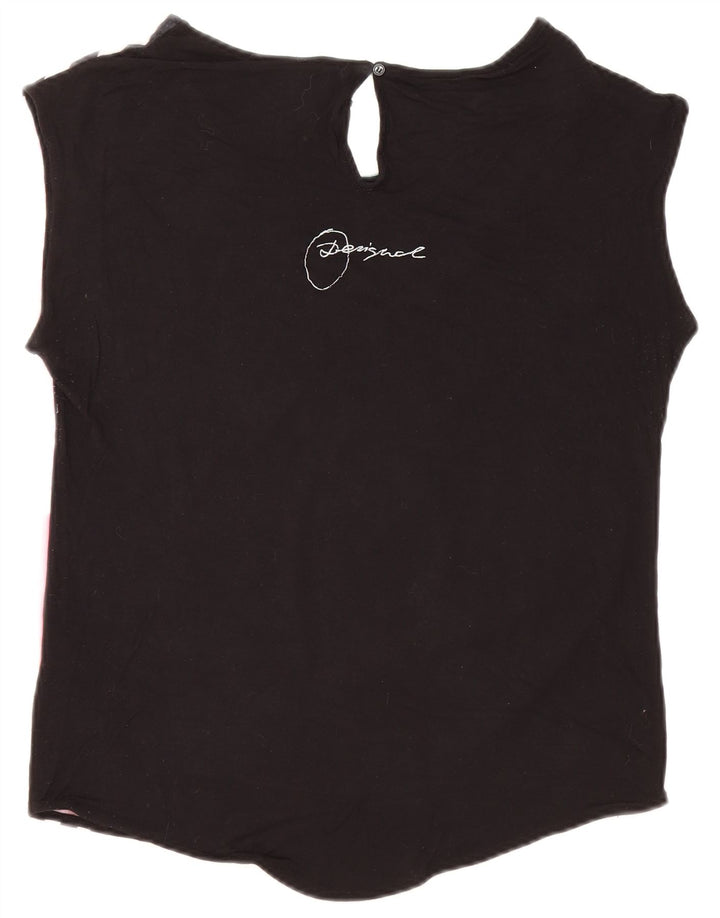 Damska koszulka oversize z grafiką Desigual Top UK 10 Small, czarna wiskoza