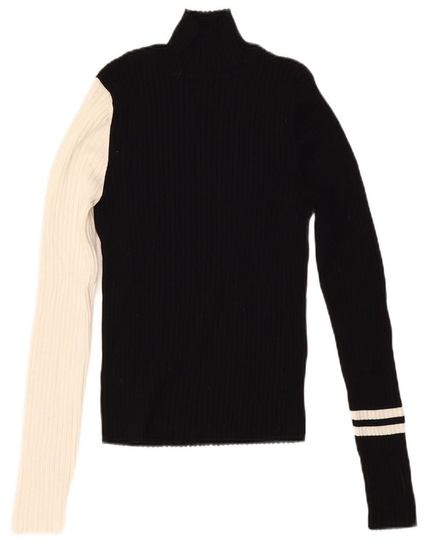 Damski sweter Zara z golfem UK 12, średni czarny, blok kolorów