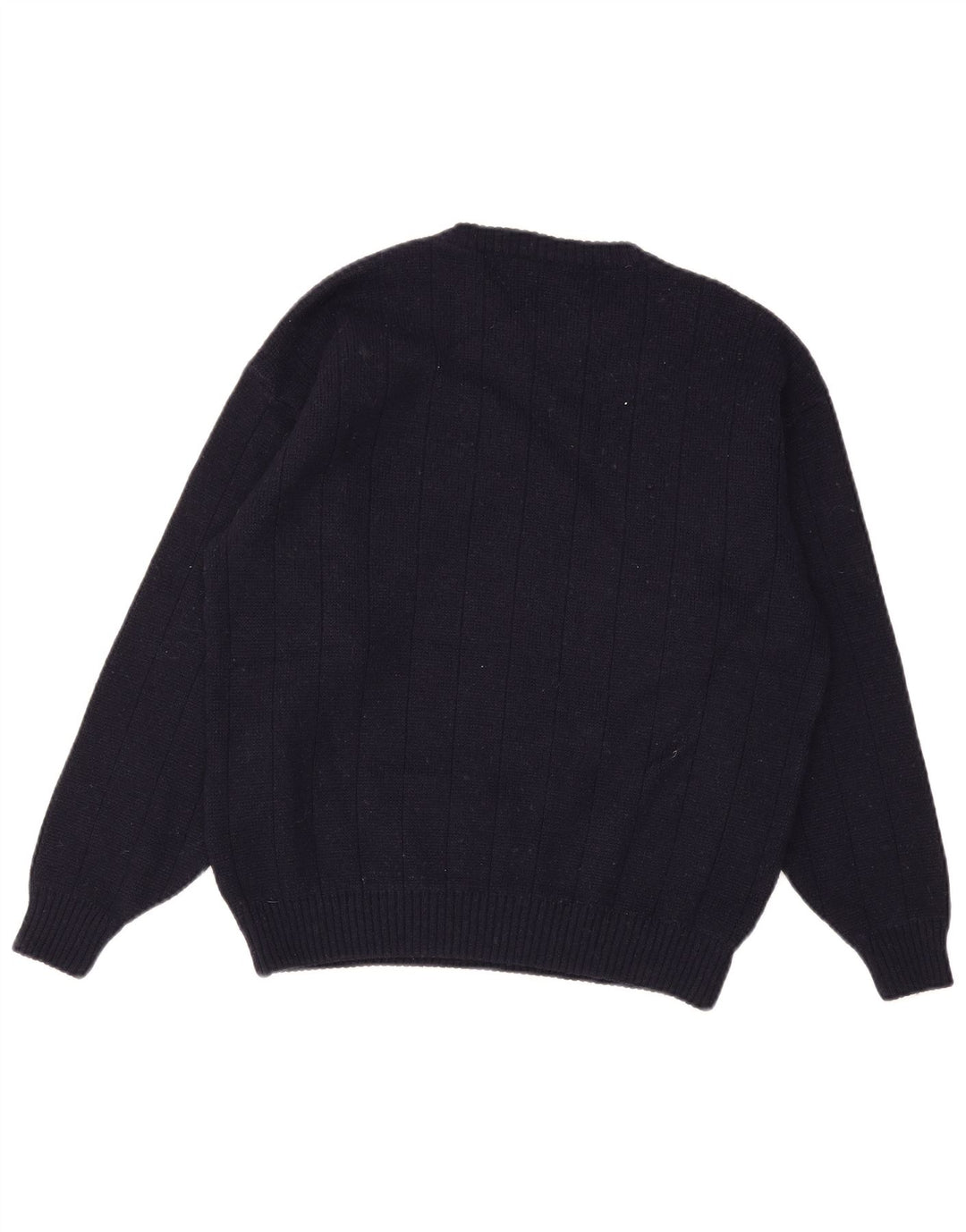 Vintage męski sweter z okrągłym dekoltem, średni granat
