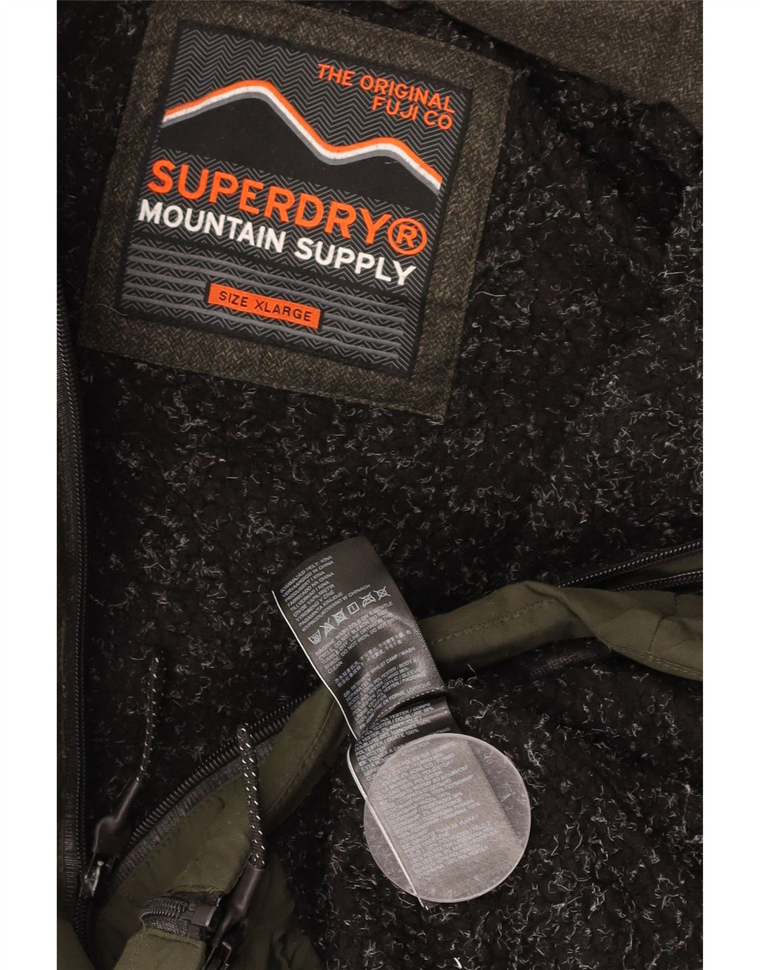 SUPERDRY Męska ocieplana kurtka z kapturem UK 42 XL Khaki, poliester z blokami kolorów