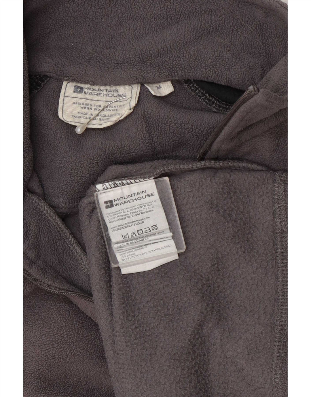 Męski sweter polarowy Mountain Warehouse z zamkiem błyskawicznym i średnioszarym kolorem
