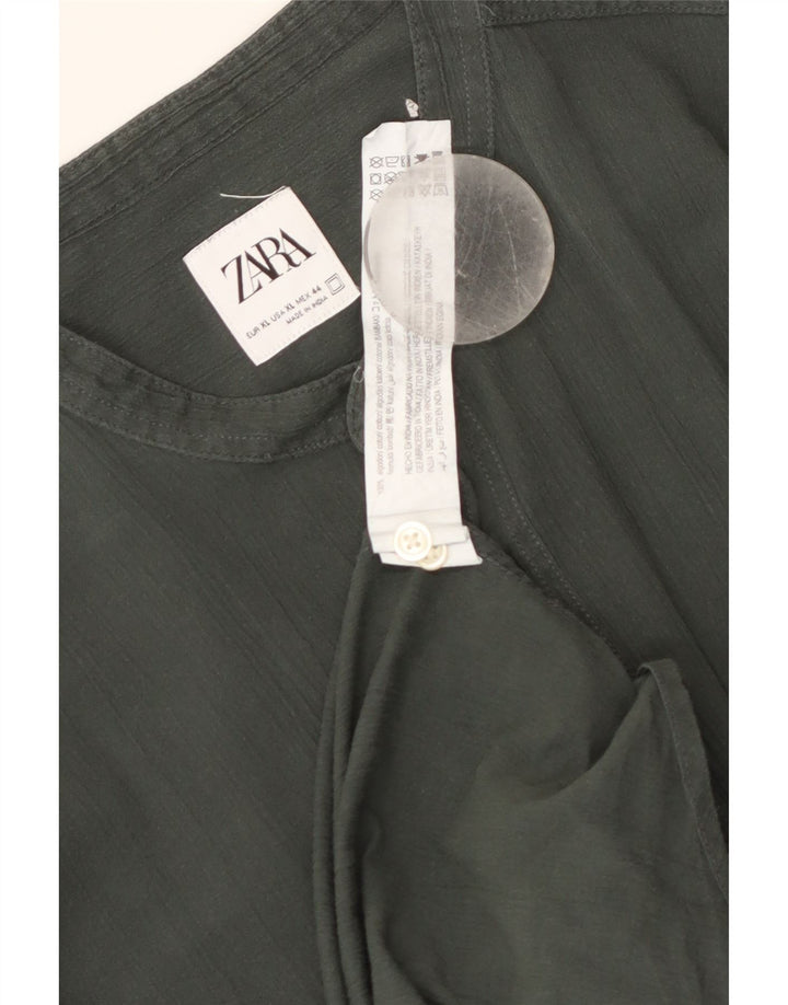 Koszula męska Zara XL, bawełniana, khaki