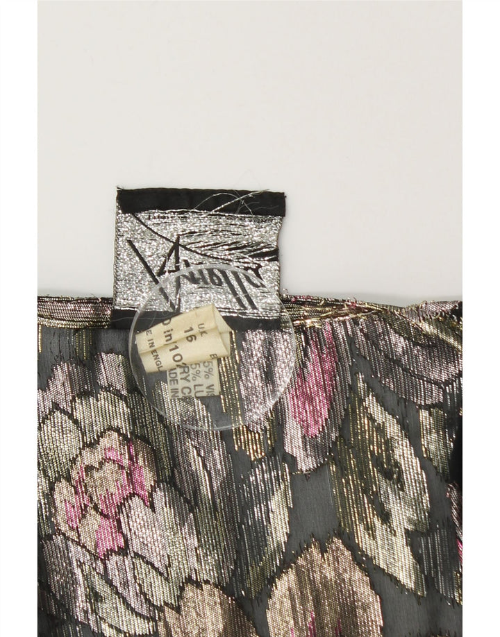 Damski krótki kardigan ARELLA UK 16, duży, wielokolorowy w kwiaty