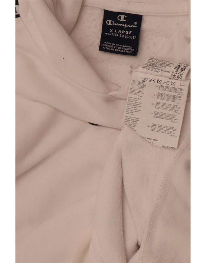 Chłopięcy sweter z kapturem CHAMPION z grafiką 13-14 lat XL, biały, blok kolorów