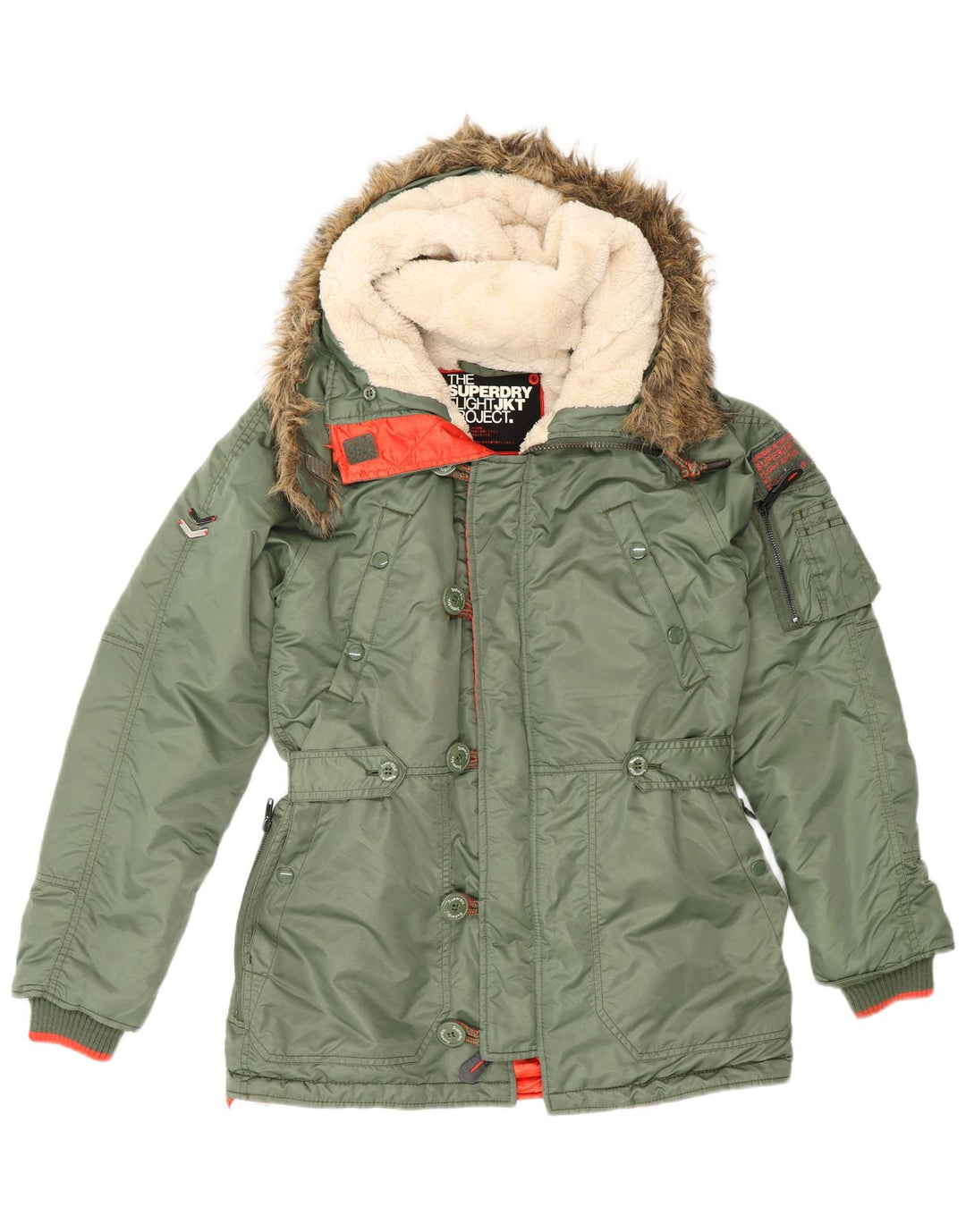 Męska kurtka parka z kapturem Superdry UK 36 Small Green Nylon
