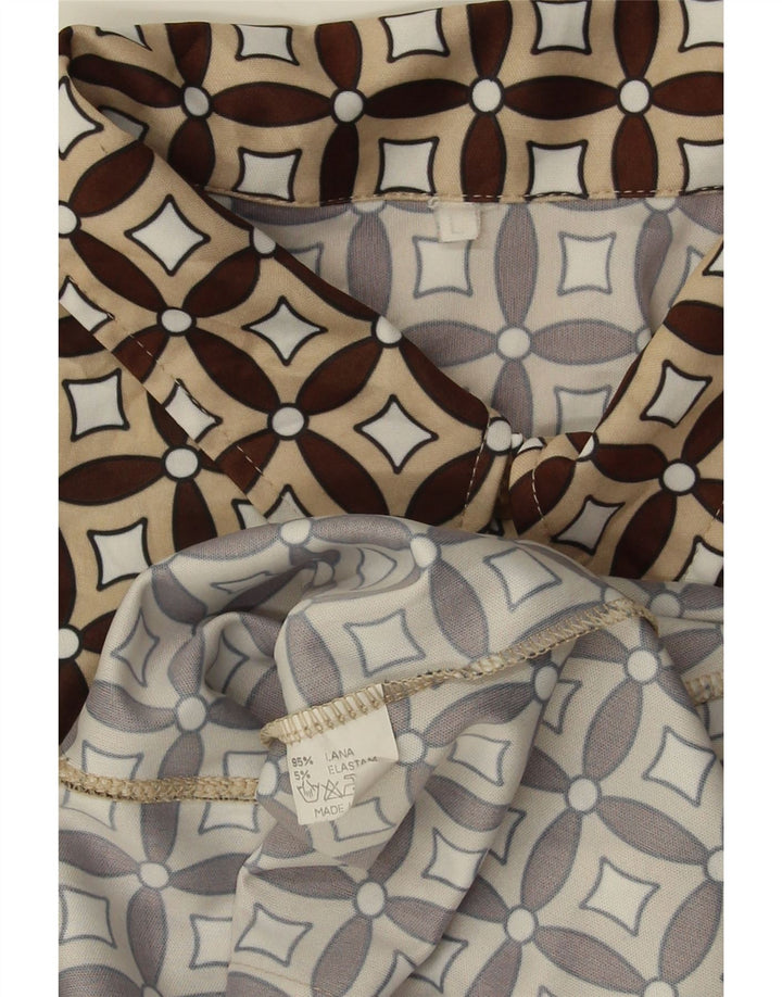 Koszula damska VINTAGE UK 16 Duża beżowa, geometryczna wełna