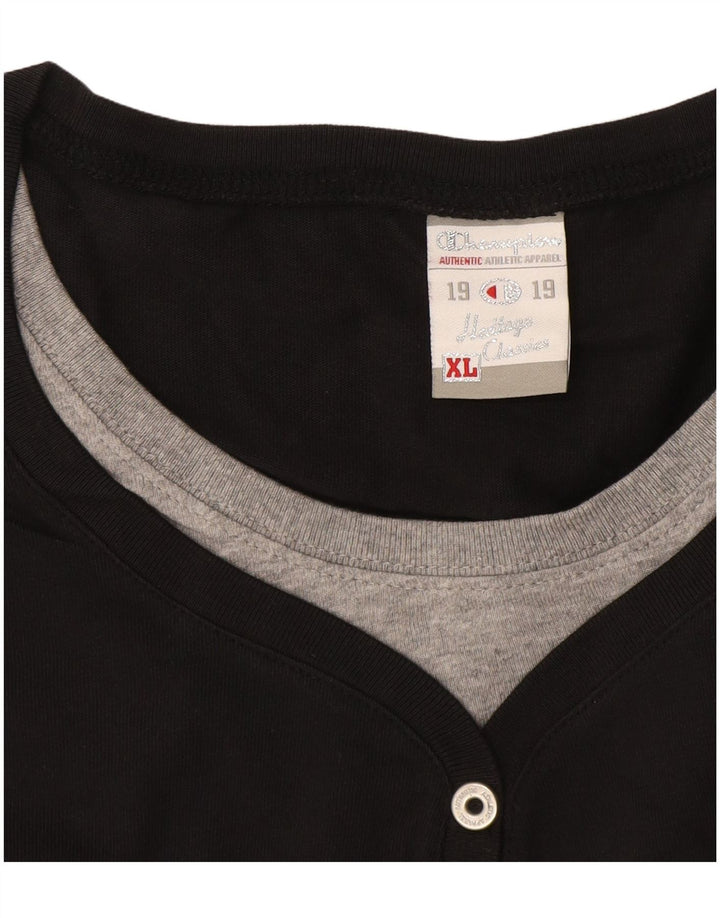 Damski top CHAMPION Heritage Classics z grafiką z długim rękawem, UK 18 XL, czarny