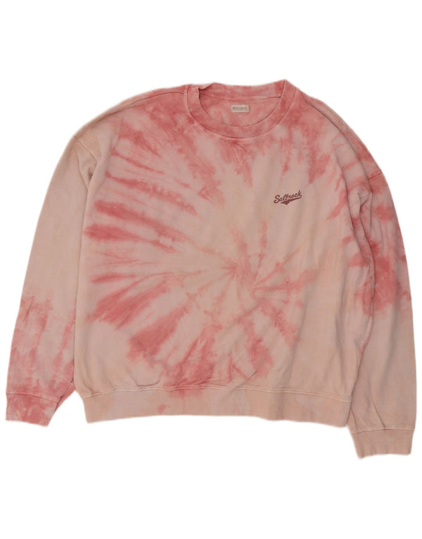 Damski sweter oversize Saltrock UK 14, duży, różowy, bawełniany Tie Dye