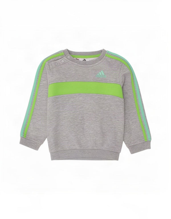 Bluza chłopięca Adidas Baby 12-18 miesięcy Szara bawełna z blokami kolorów