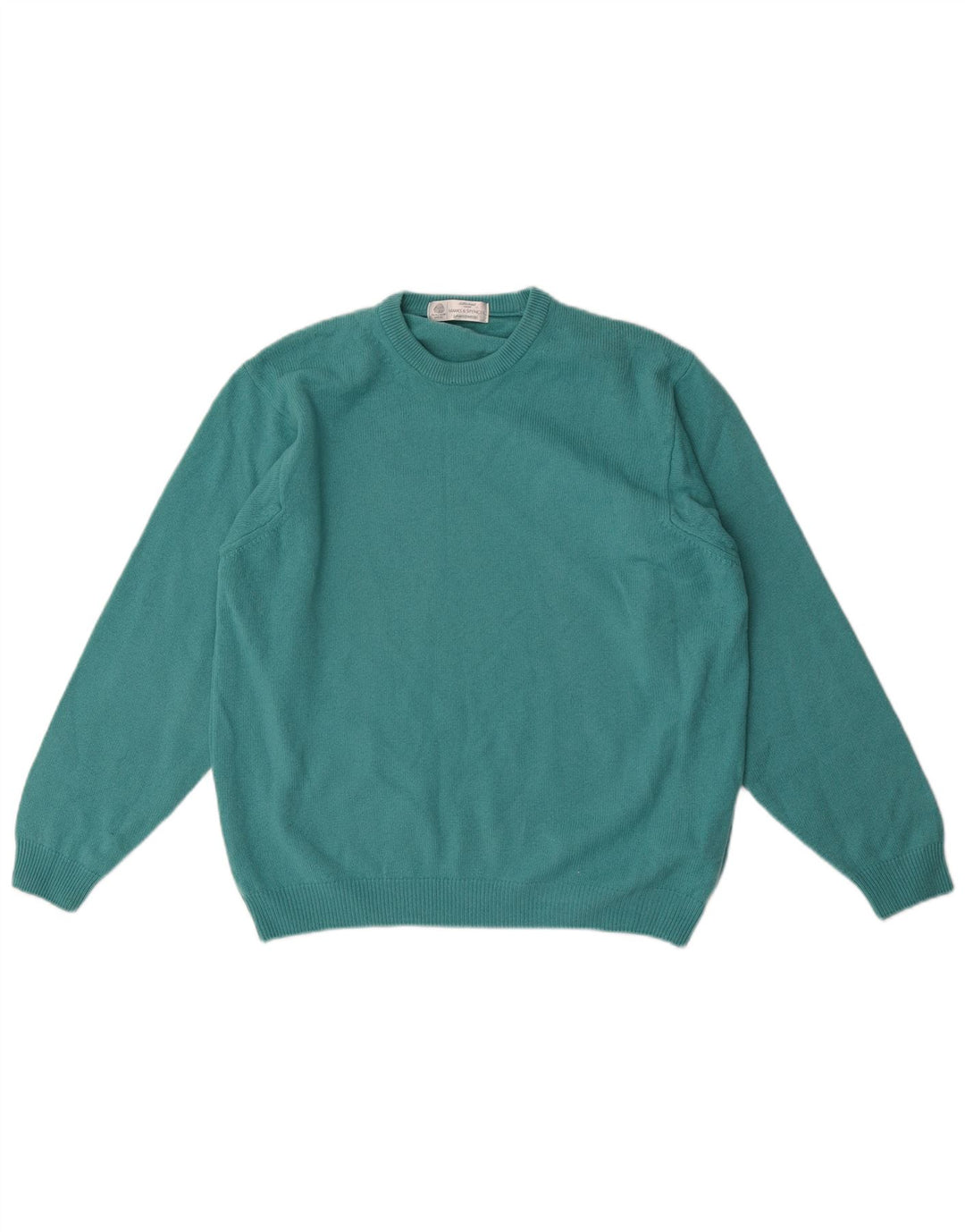 Marks & Spencer Męski sweter z okrągłym dekoltem, mały, niebieski, nowa wełna