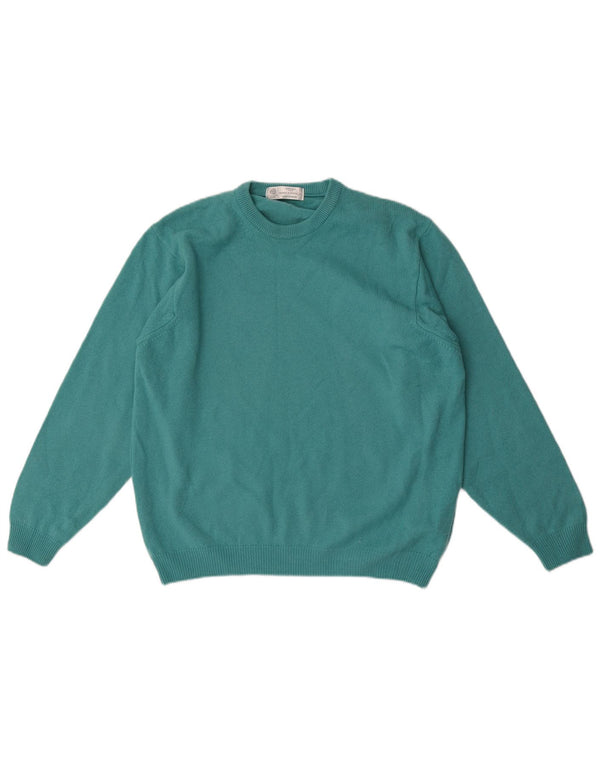 Marks & Spencer Męski sweter z okrągłym dekoltem, mały, niebieski, nowa wełna