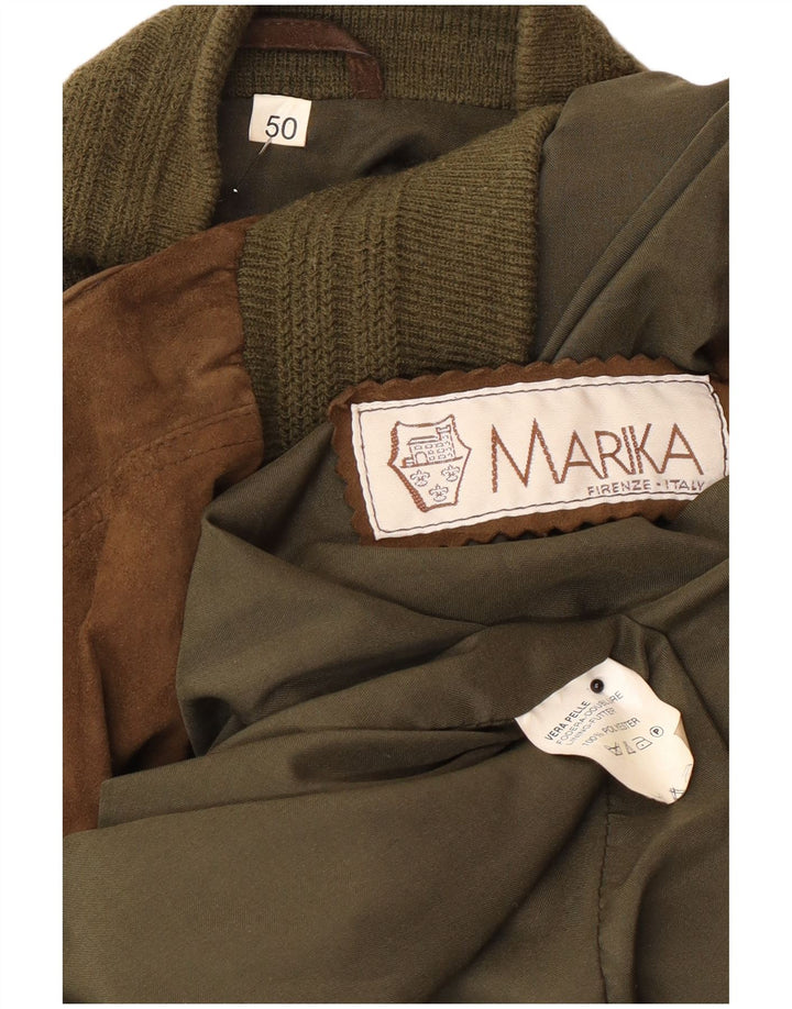 Vintage męska zamszowa kurtka bomber IT 50 duża brązowa skóra