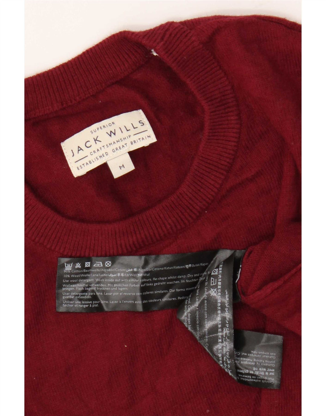 Jack Wills Męski sweter z okrągłym dekoltem o regularnym kroju, średnio czerwony, bawełniany
