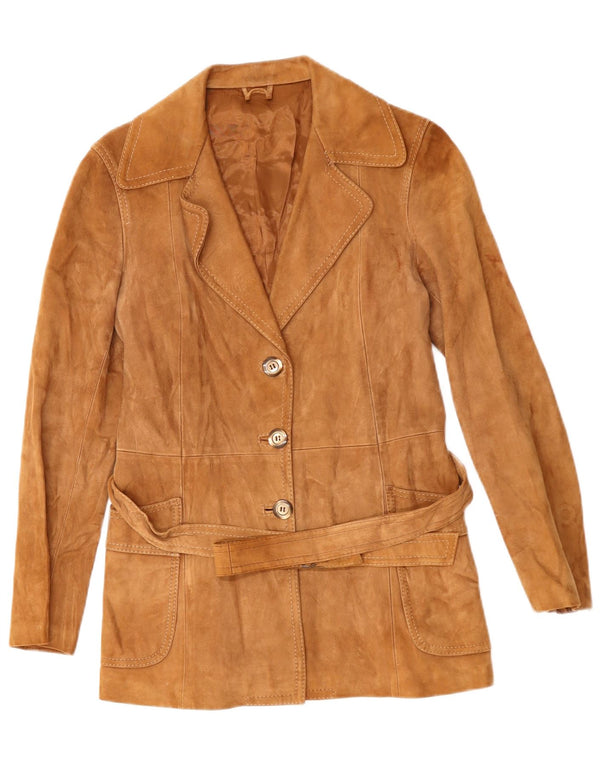 Zamszowa kurtka damska VINTAGE UK 14 Średni brąz