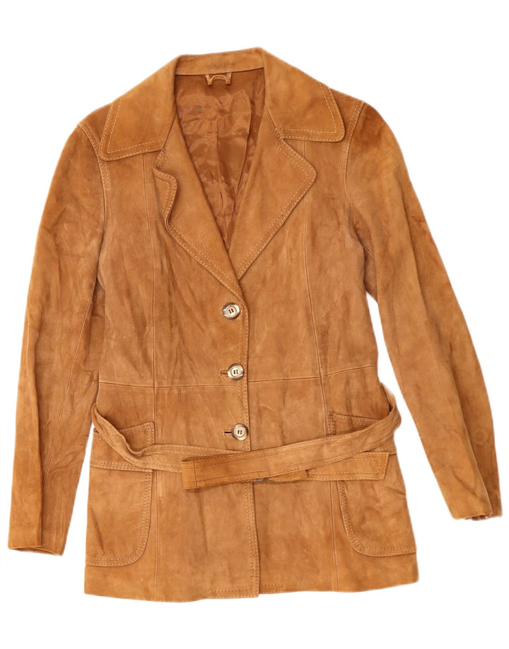 Zamszowa kurtka damska VINTAGE UK 14 Średni brąz