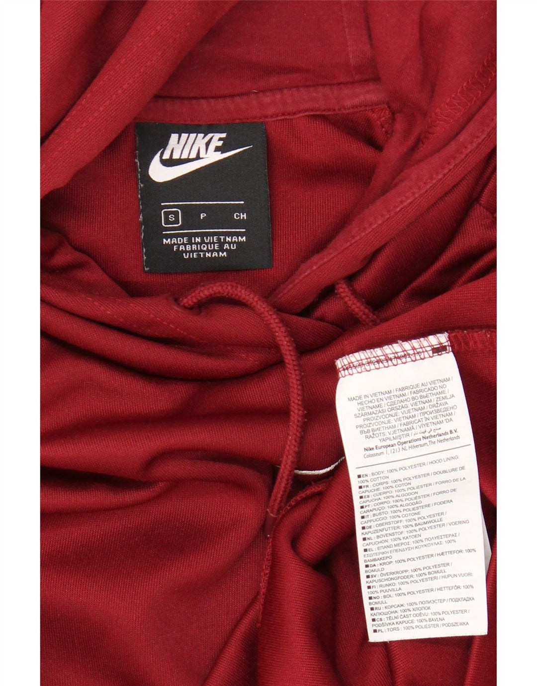NIKE Mens Graphic Hoodie Jumper Small Red Colourblock Polyester