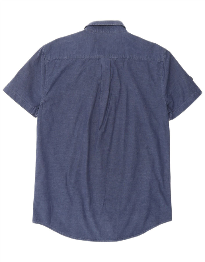 SUPERDRY Męska koszula z krótkim rękawem o regularnym kroju, średnia, granatowa, bawełniana